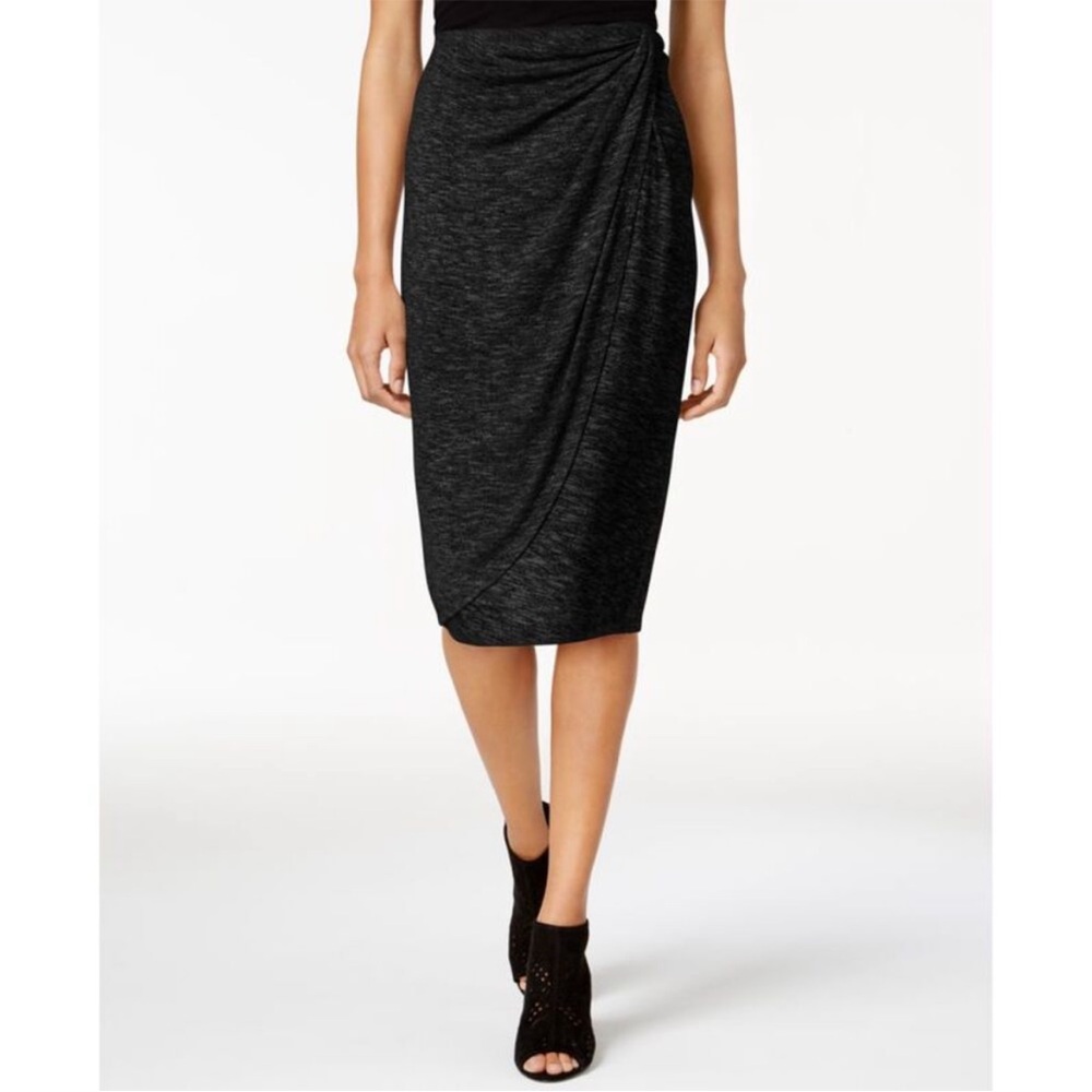 Bar III Draped Faux Wrap Skirt new with tags black size medium